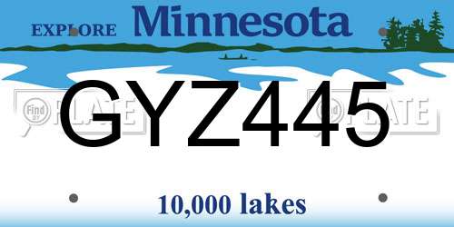 GYZ445 Minnesota License Plate