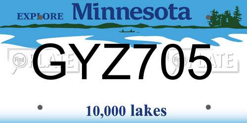 GYZ705 Minnesota License Plate