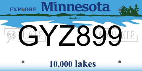GYZ899 Minnesota License Plate