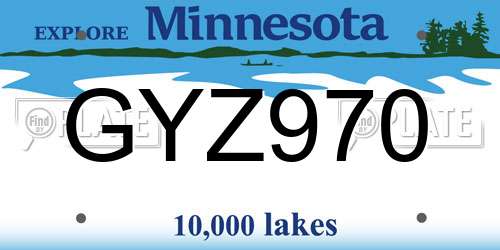 GYZ970 Minnesota License Plate