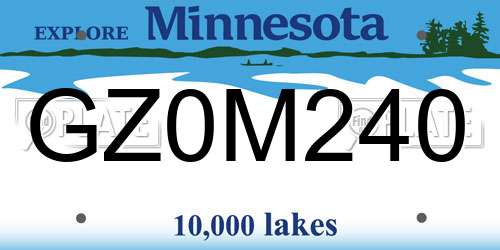 GZ0M240 Minnesota License Plate