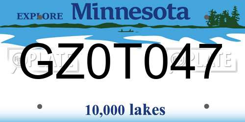 GZ0T047 Minnesota License Plate