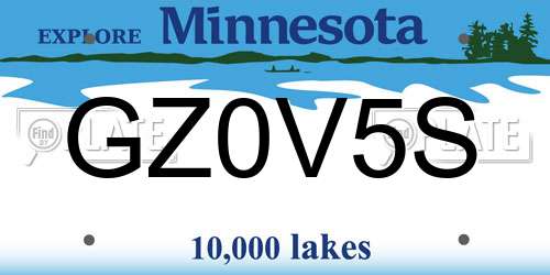GZ0V5S Minnesota License Plate
