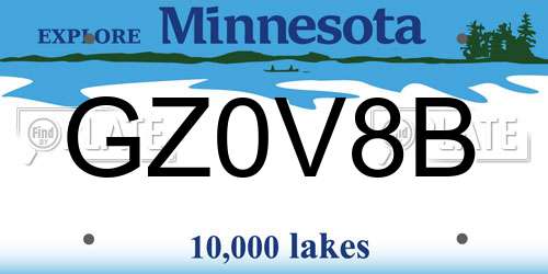 GZ0V8B Minnesota License Plate