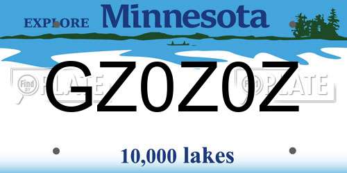 GZ0Z0Z Minnesota License Plate