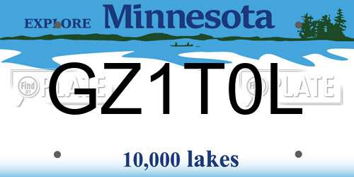 GZ1T0L Minnesota License Plate