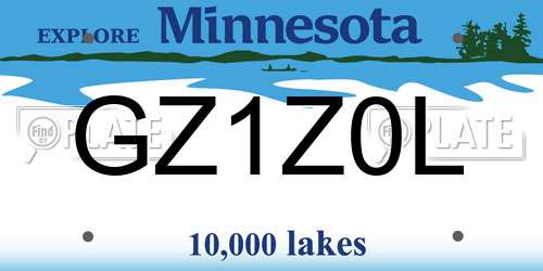 GZ1Z0L Minnesota License Plate