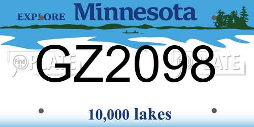 GZ2098 Minnesota License Plate