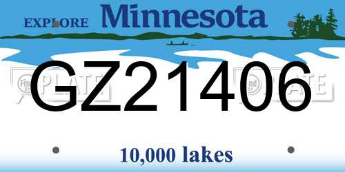 GZ21406 Minnesota License Plate