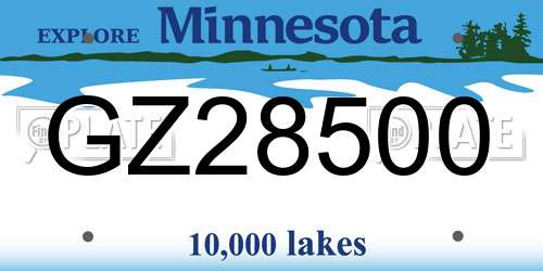 GZ28500 Minnesota License Plate