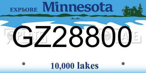 GZ28800 Minnesota License Plate