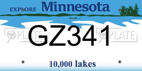 GZ341 Minnesota License Plate