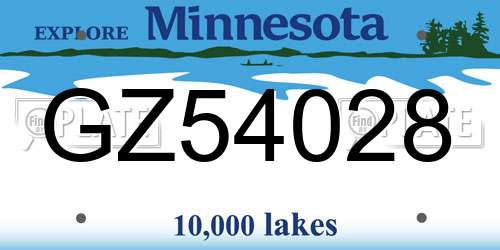 GZ54028 Minnesota License Plate