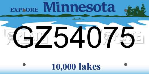 GZ54075 Minnesota License Plate