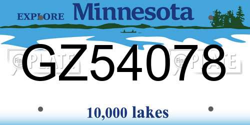 GZ54078 Minnesota License Plate