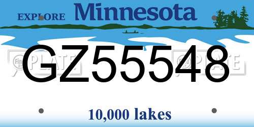 GZ55548 Minnesota License Plate