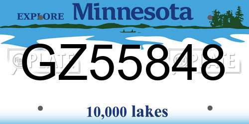 GZ55848 Minnesota License Plate