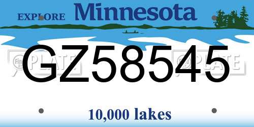 GZ58545 Minnesota License Plate