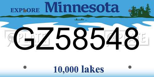 GZ58548 Minnesota License Plate