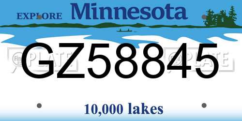 GZ58845 Minnesota License Plate