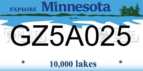 GZ5A025 Minnesota License Plate