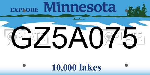 GZ5A075 Minnesota License Plate
