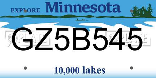 GZ5B545 Minnesota License Plate