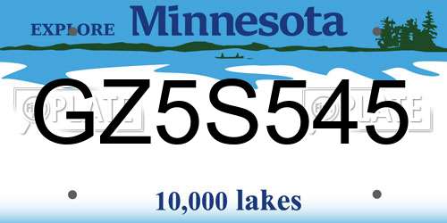 GZ5S545 Minnesota License Plate