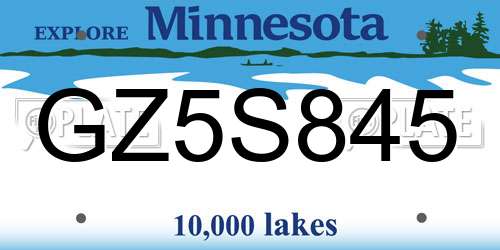 GZ5S845 Minnesota License Plate