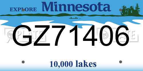 GZ71406 Minnesota License Plate