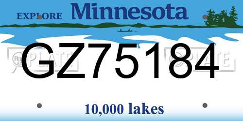 GZ75184 Minnesota License Plate