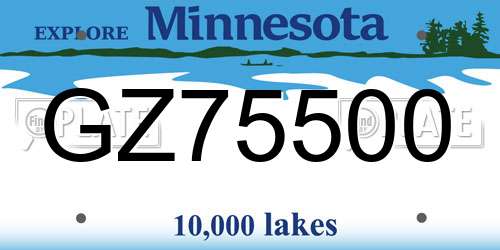 GZ75500 Minnesota License Plate