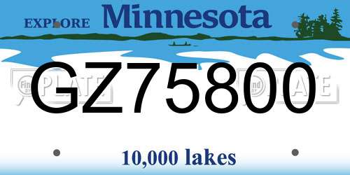 GZ75800 Minnesota License Plate