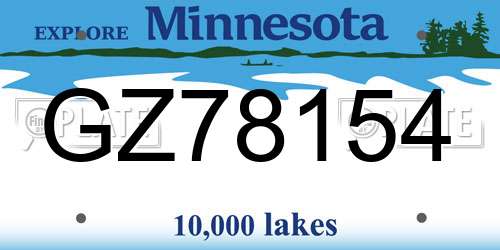 GZ78154 Minnesota License Plate