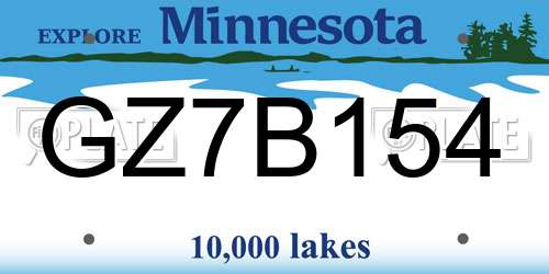 GZ7B154 Minnesota License Plate