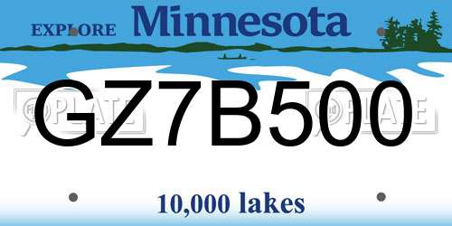 GZ7B500 Minnesota License Plate