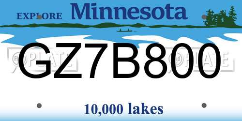 GZ7B800 Minnesota License Plate