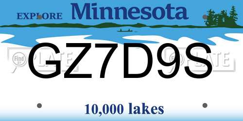 GZ7D9S Minnesota License Plate
