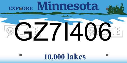GZ7I406 Minnesota License Plate