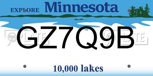 GZ7Q9B Minnesota License Plate