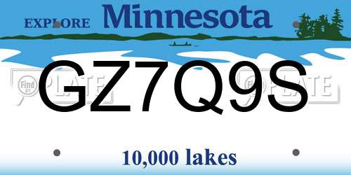 GZ7Q9S Minnesota License Plate