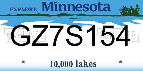 GZ7S154 Minnesota License Plate