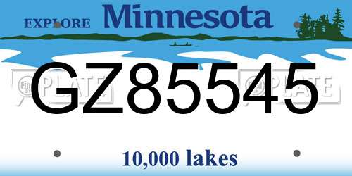 GZ85545 Minnesota License Plate