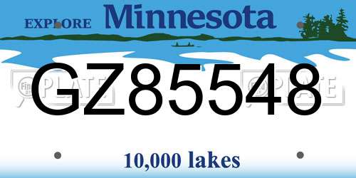 GZ85548 Minnesota License Plate