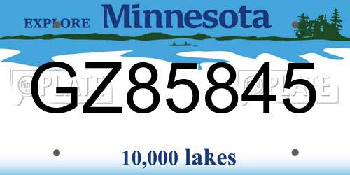 GZ85845 Minnesota License Plate