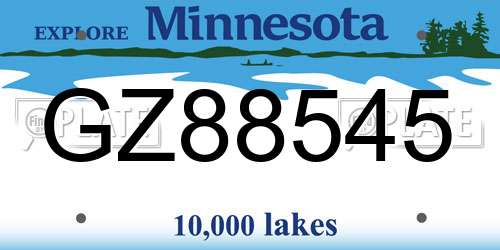 GZ88545 Minnesota License Plate