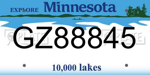 GZ88845 Minnesota License Plate