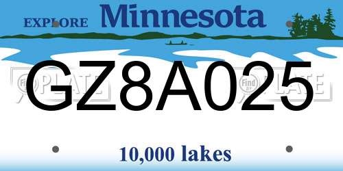 GZ8A025 Minnesota License Plate