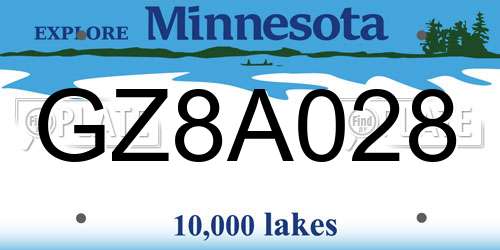 GZ8A028 Minnesota License Plate