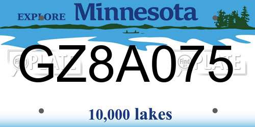 GZ8A075 Minnesota License Plate